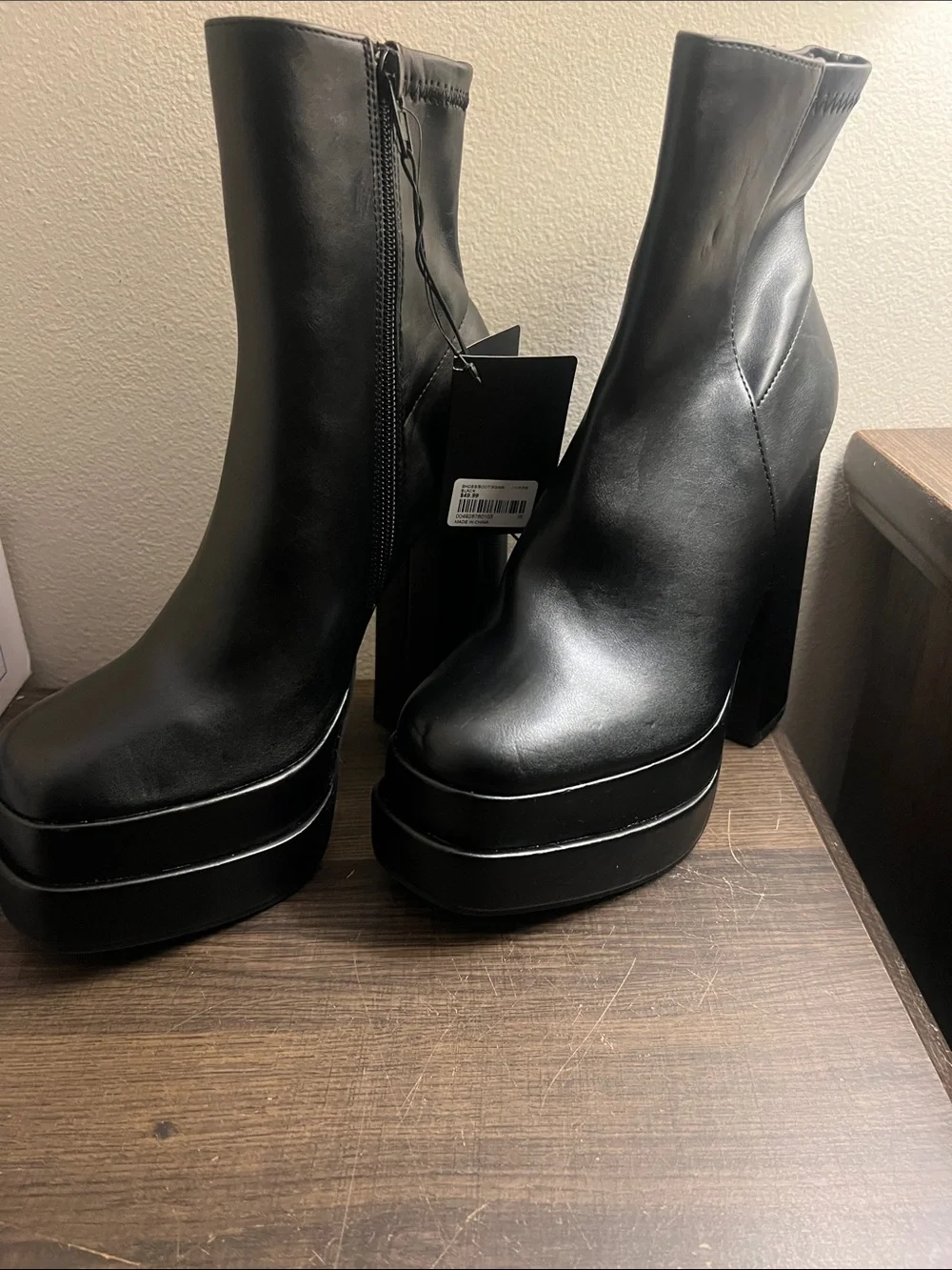 Forever 21 Black Platform Block Heel Ankle Boots